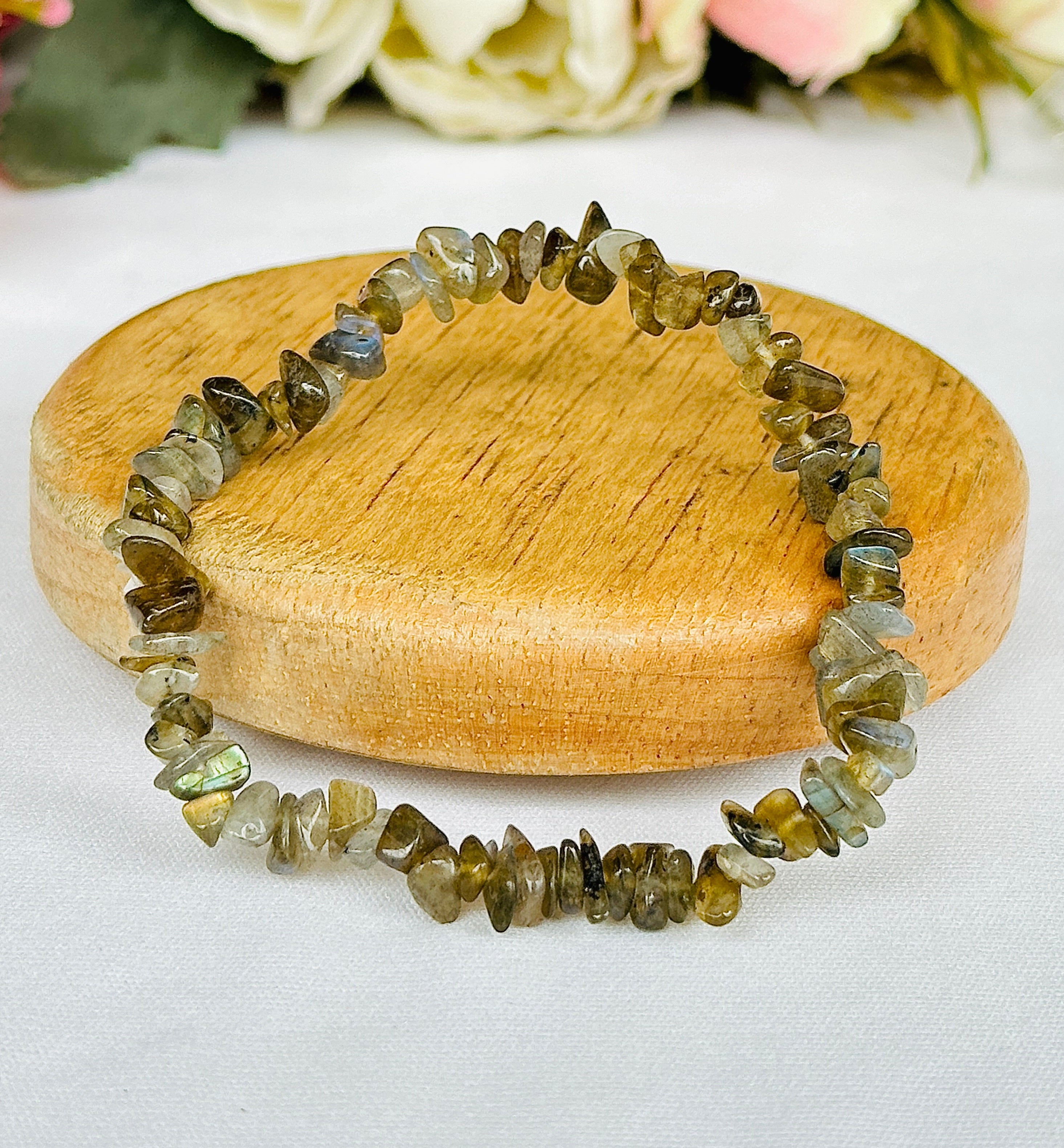 Awaken your inner Power & open you Third Eye Chakra: Labradorite Uncut Crystal Bracelet - Abhimantrit & Certified